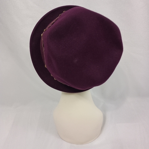 Vintage 50s Union Made Women's Maroon Wool Fedora Hat Classic Event - Picture 3 of 9